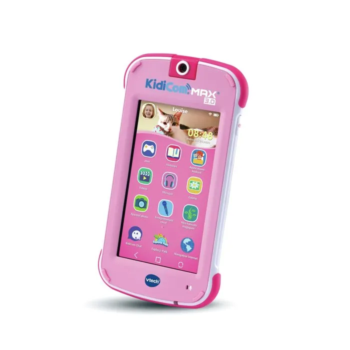 VTech KidiCom MAX 3.0 - Téléphone portable éducatif pour enfants, version française, couleur rose, ultra résistant et high-tech