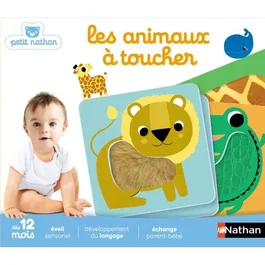 Nathan - Jeux Société 31443 Animaux à Toucher - Jeu d'Éveil Multisensoriel pour Bébé - Découverte des Animaux par le Toucher
