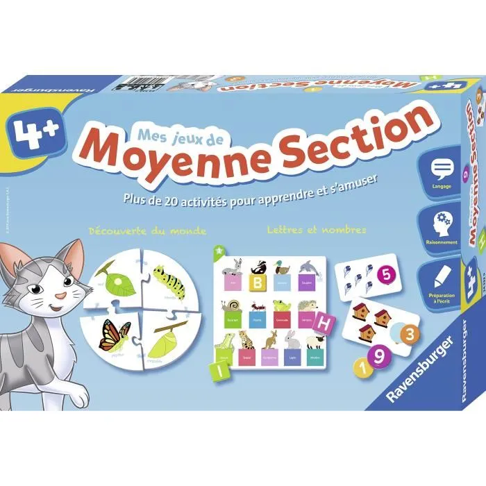 Ravensburger - Coffret éducatif Mes jeux de moyenne section, 20 activités pour la maternelle, apprentissage lettres et chiffres, à partir de 4 ans