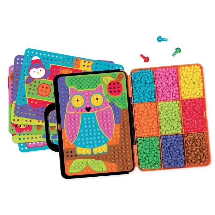 Nathan Clic'Educ - Jeu de mosaïques et de création avec 10 planches d'activités et 675 pions colorés - Jeu éducatif pour enfants dès 4 ans