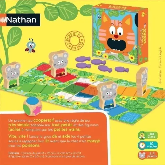 Nathan - Mon Premier Jeu les Petites Souris - Jeu de Société pour Enfants et Famille - Dès le Plus Jeune Âge - Coopératif et Compétitif