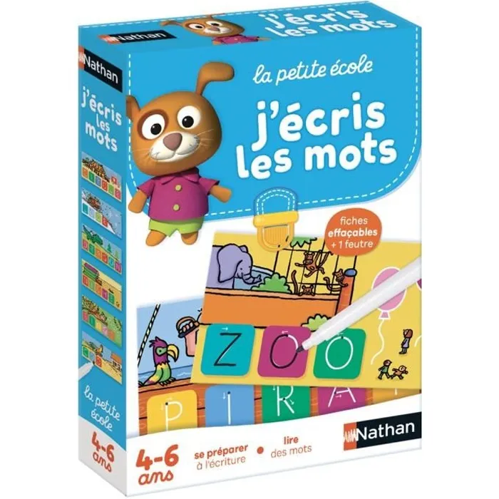 Nathan Jeu d'écriture La Petite École - J'écris les Mots - Apprentissage progressif de l'écriture avec 15 planches effaçables - À partir de 4 ans Nathan Jeu d'écriture La Petite École - J'écris les Mots - Apprentissage progressif de l'écriture avec 15 planches effaçables - À partir de 4 ans