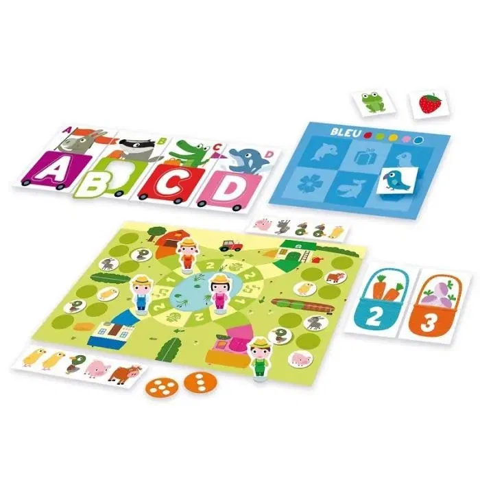 Nathan - Jeu Éducatif La Petite École - Mon Grand Coffret Petite Section - Loto des Couleurs, Train des Lettres, Jeu des 5 Paniers, Grand Jeu de la Ferme