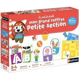 Nathan - Jeu Éducatif La Petite École - Mon Grand Coffret Petite Section - Loto des Couleurs, Train des Lettres, Jeu des 5 Paniers, Grand Jeu de la Ferme