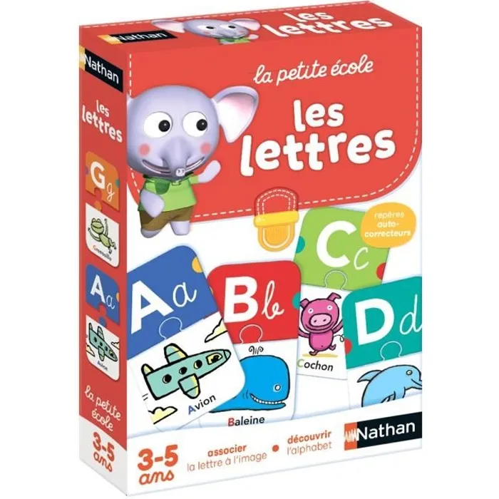Nathan Jeu La Petite Ecole - Les Lettres, jeu d'association des lettres de l'alphabet avec personnages, à partir de 3 ans Nathan Jeu La Petite Ecole - Les Lettres, jeu d'association des lettres de l'alphabet avec personnages, à partir de 3 ans