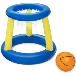 Bestway 52418 - Panier de basket flottant pour piscine gonflable, ballon et 3 anneaux inclus - Diamètre 61 cm