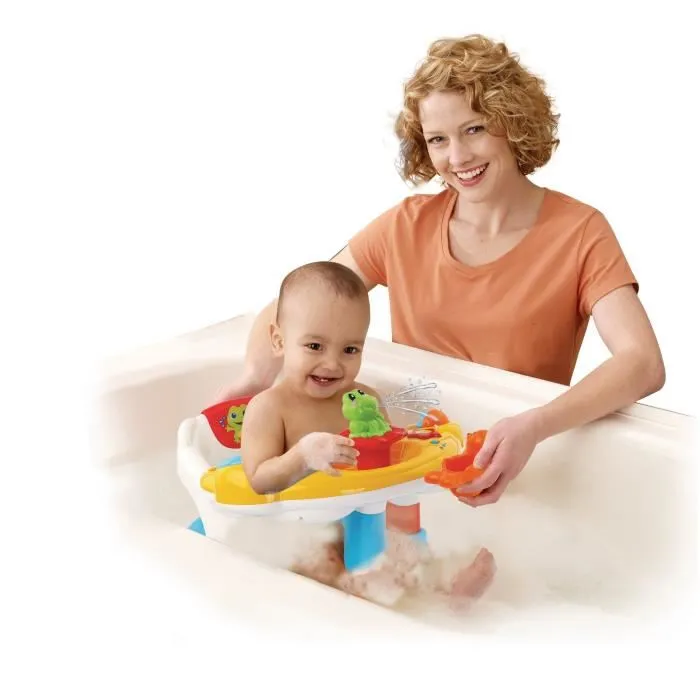 VTech Baby Super Siège de Bain Interactif 2 en 1 - Jouet de bain avec boutons lumineux et projection d'eau - Pour bébé mixte dès 6 mois
