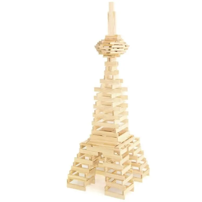 Jeujura TECAP 3XL - Jeu de construction en bois naturel avec 200 planchettes - A partir de 4 ans