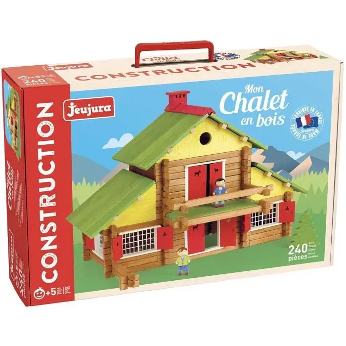 Jeujura - Mon Chalet en Bois - Jeu de Construction Naturel 240 Pièces - À Partir de 5 Ans