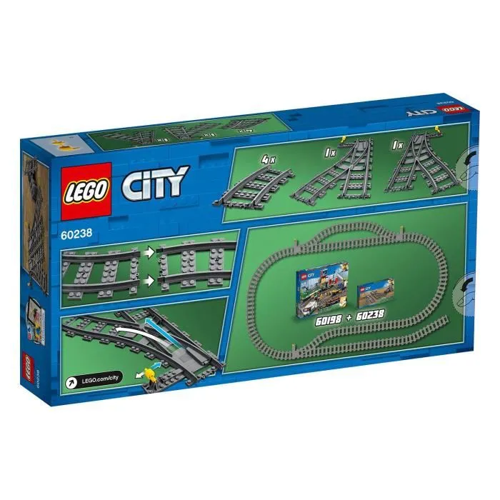 Lego - Set de Construction LEGO City 60238 Les Aiguillages - Rails Courbés et Aiguillages pour Train - Jouet Enfant 5 ans et plus