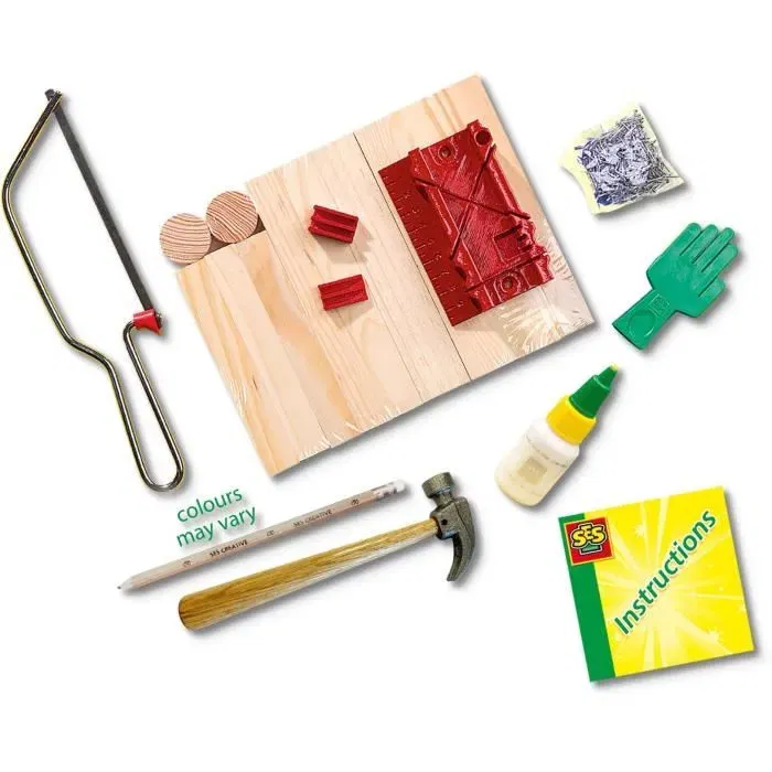 SES Creative Atelier de Menuiserie Grande - Kit Complet pour Construire des Jouets en Bois - Jouets Créatifs et Sécuritaires pour Enfants