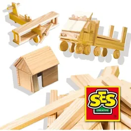 SES Creative Atelier de Menuiserie Grande - Kit Complet pour Construire des Jouets en Bois - Jouets Créatifs et Sécuritaires pour Enfants