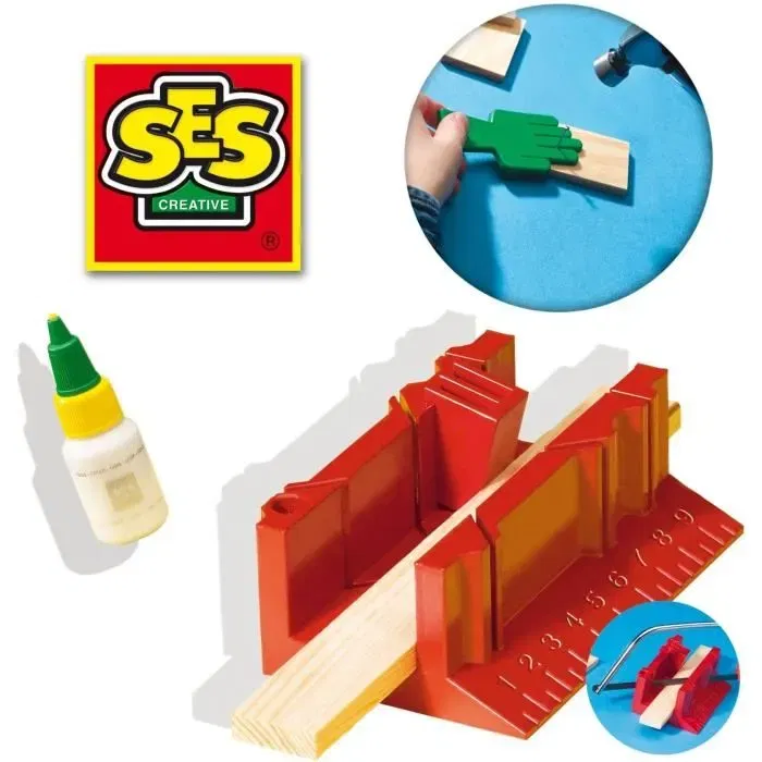 SES Creative Atelier de Menuiserie Grande - Kit Complet pour Construire des Jouets en Bois - Jouets Créatifs et Sécuritaires pour Enfants