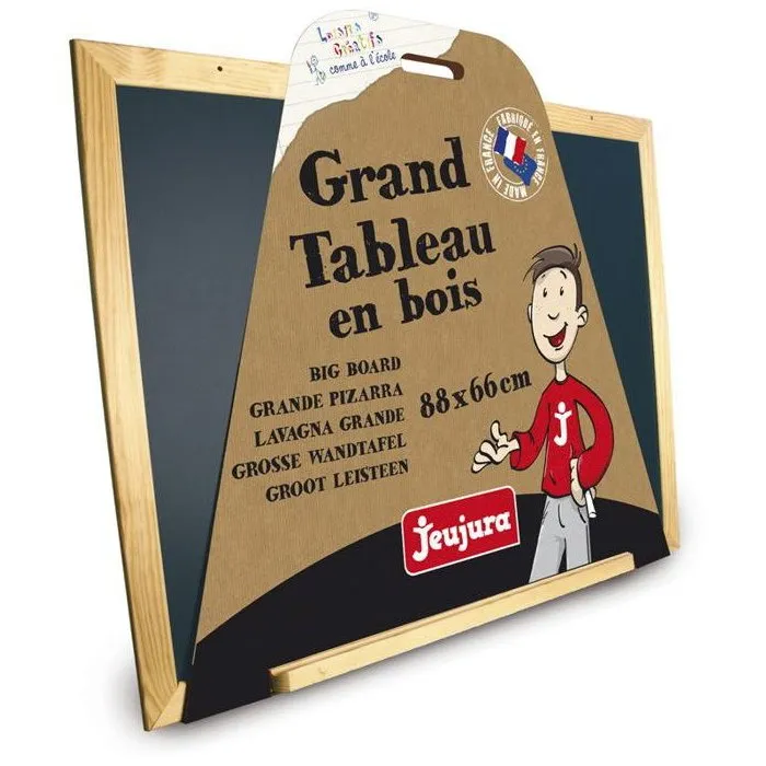 Jeujura - Tableau Noir en Bois - Grand Modèle 88cm x 66cm - Pour Enfants à Partir de 3 Ans - Usage Intérieur