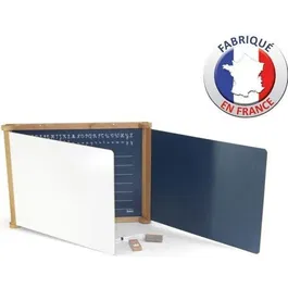 Jeujura - Tableau Triptyque en Bois pour Enfants, Ardoise et Supports Feutre Effaçable à Sec, teinté chêne, 59 x 46 cm