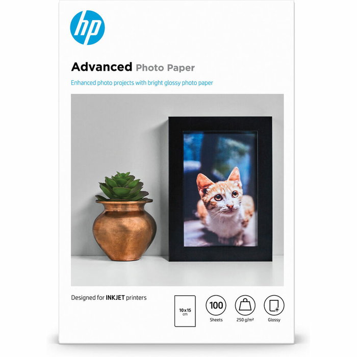 HP Papier Photo Brillant Advanced 10 x 15 cm, 100 feuilles