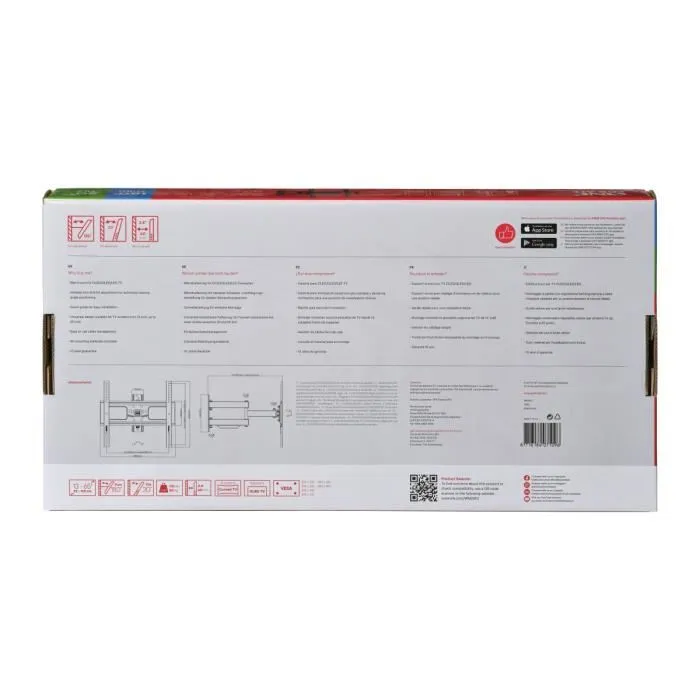 One For All WM2453 Support mural TV inclinable et orientable à 180° pour écrans 33-165 cm / 13-65", max 50 kg, compatible Curved et OLED