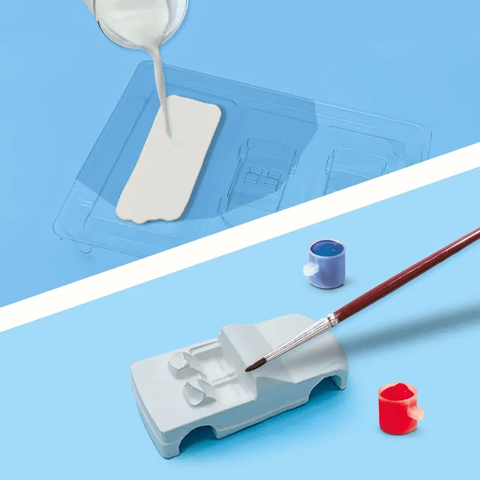 SES CREATIVE Kit de Moulage et Peinture Hobby Blue Voitures - Création de Voitures en Plâtre qui Roulent - 6 Peintures Incluses - 6 Ans et Plus