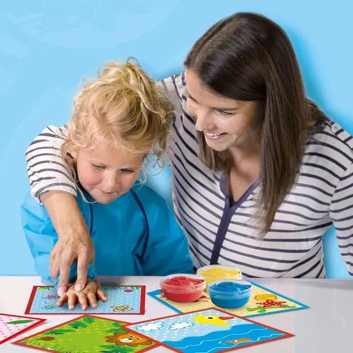 Ses Creative Kit de peinture à doigts pour enfant Mon premier - 3 peintures & 11 cartes imprimées - Loisir créatif pour enfants à partir de 1 an