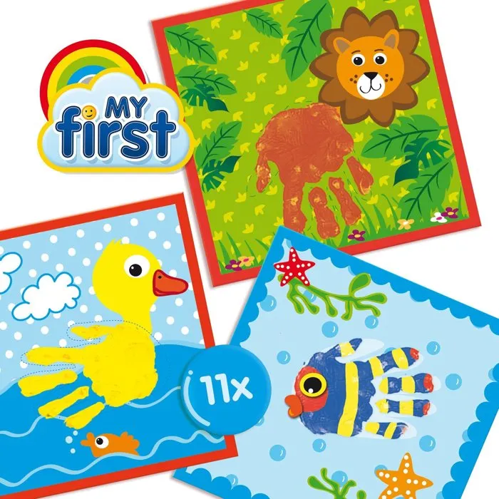 Ses Creative Kit de peinture à doigts pour enfant Mon premier - 3 peintures & 11 cartes imprimées - Loisir créatif pour enfants à partir de 1 an