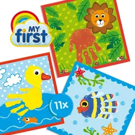 Ses Creative Kit de peinture à doigts pour enfant Mon premier - 3 peintures & 11 cartes imprimées - Loisir créatif pour enfants à partir de 1 an