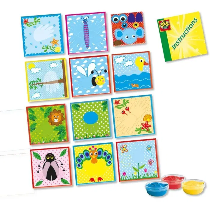 Ses Creative Kit de peinture à doigts pour enfant Mon premier - 3 peintures & 11 cartes imprimées - Loisir créatif pour enfants à partir de 1 an