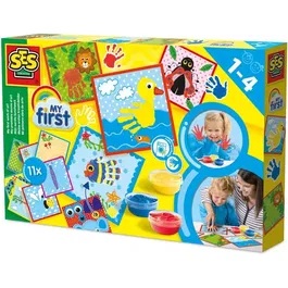 Ses Creative Kit de peinture à doigts pour enfant Mon premier - 3 peintures & 11 cartes imprimées - Loisir créatif pour enfants à partir de 1 an