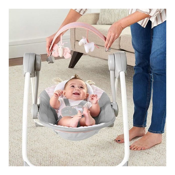 Ingenuity Balancelle électrique pliable Comfort 2 Go Flora - Rose clair