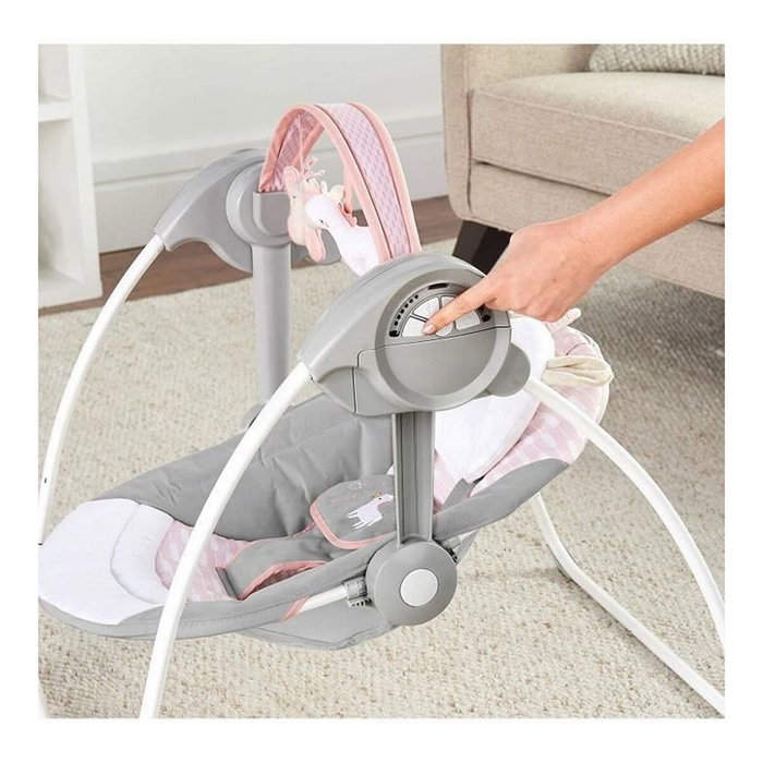 Ingenuity Balancelle électrique pliable Comfort 2 Go Flora - Rose clair