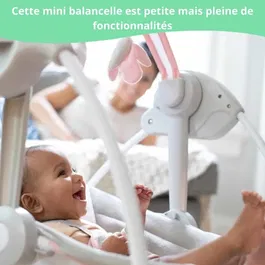 Ingenuity - Balancelle bébé électrique pliable, réglable avec minuterie et arche de jouets - Motif Flora, pour 0 à 9 mois