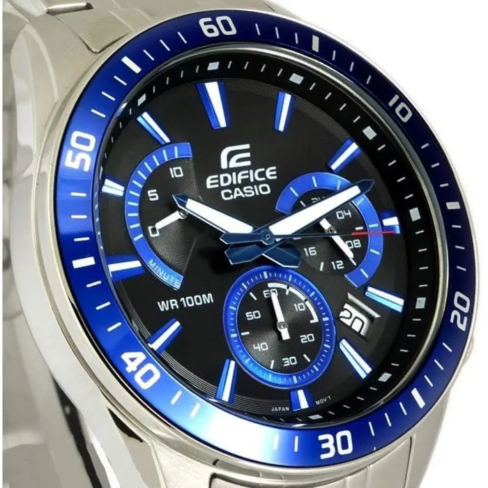 Casio Edifice EFR-552D-1A2VUEF Montre Homme Quartz Acier Cadran Noir et Bleu Étanchéité 10 ATM
