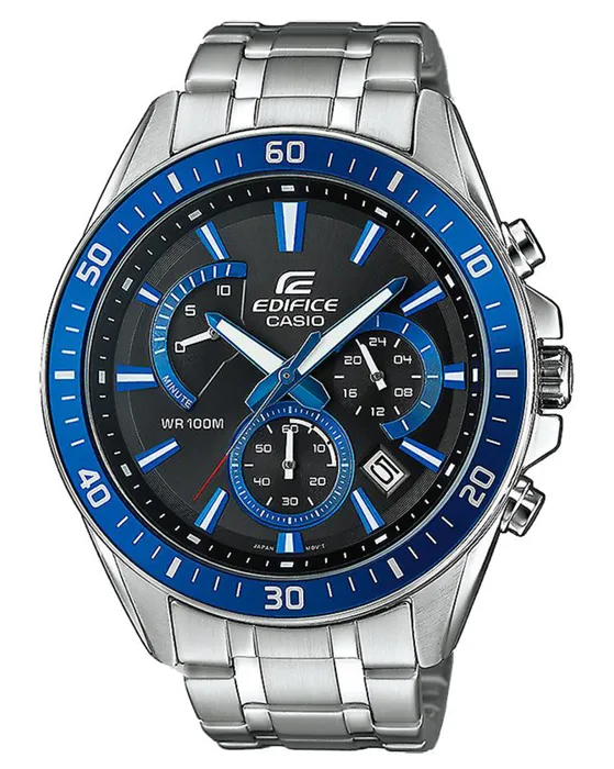 Casio Edifice EFR-552D-1A2VUEF Montre Homme Quartz Acier Cadran Noir et Bleu Étanchéité 10 ATM