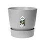 ELHO Pot de fleurs rond extérieur Greenville 25, Ø 24.48 x H 23.31 cm, gris béton vivant, plastique recyclé résistant au gel avec réserve d'eau