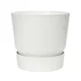 Elho Greenville Pot de fleurs rond extérieur Ø 24.48 x H 23.31 cm avec réserve d'eau intégrée, résistant au gel, plastique 100% recyclé - Blanc