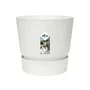 Elho Greenville Pot de fleurs rond extérieur Ø 24.48 x H 23.31 cm avec réserve d'eau intégrée, résistant au gel, plastique 100% recyclé - Blanc