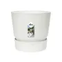 Elho Pot de fleurs Greenville Rond 40 extérieur - Ø 39 x H 36,8 cm - Blanc - Plastique recyclé résistant au gel avec réserve d'eau intégrée