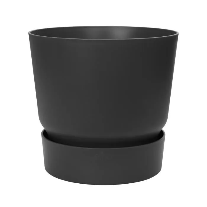 Elho Pot de fleurs rond Greenville 40, noir - Ø 39 x H 36,8 cm (31 L), plastique recyclé, résistant au gel avec réserve d'eau, pour extérieur Elho Pot de fleurs rond Greenville 40, noir - Ø 39 x H 36,8 cm (31 L), plastique recyclé, résistant au gel avec réserve d'eau, pour extérieur