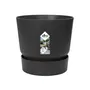 Elho Pot de fleurs rond Greenville 40, noir - Ø 39 x H 36,8 cm (31 L), plastique recyclé, résistant au gel avec réserve d'eau, pour extérieur