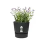 Elho Pot de fleurs rond Greenville 40, noir - Ø 39 x H 36,8 cm (31 L), plastique recyclé, résistant au gel avec réserve d'eau, pour extérieur