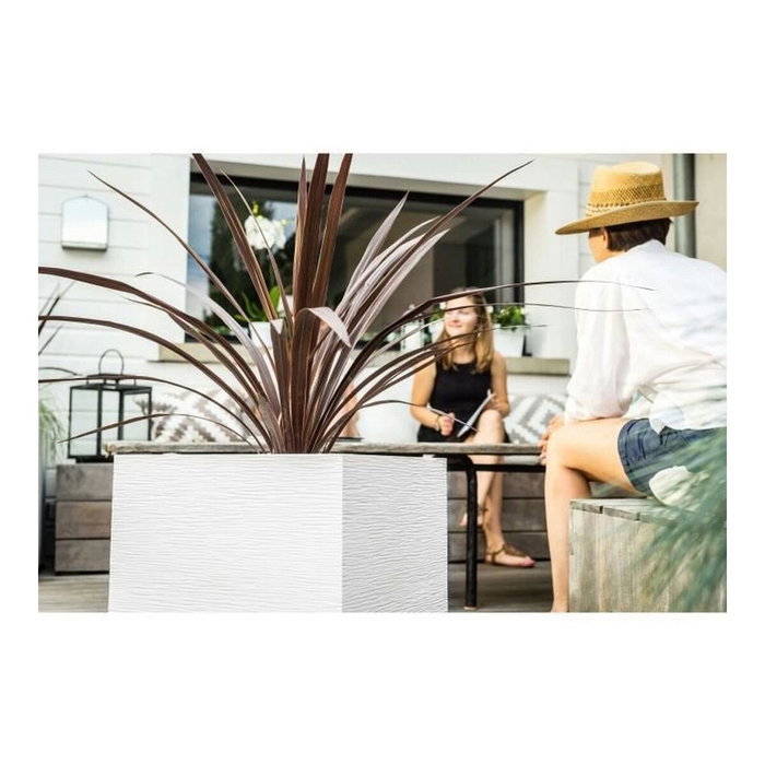 Eda Pot de fleurs Carré Graphit Blanc Cérusé 31 L Eda Pot de fleurs Carré Graphit Blanc Cérusé 31 L