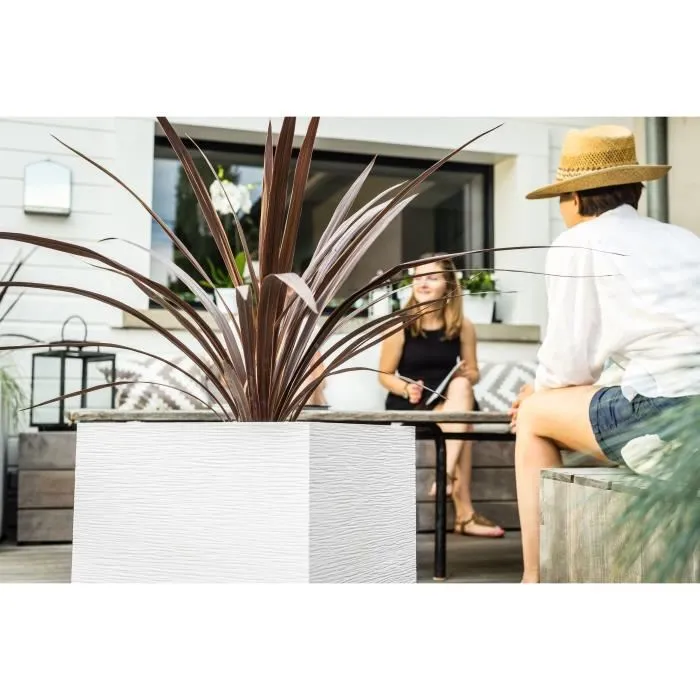 EDA - Pot de fleurs carré 40 cm Graphit - 31 L - Blanc Cérusé - Dimensions 39 x 39 x H 43 cm - Pour plantes, arbustes et compositions florales