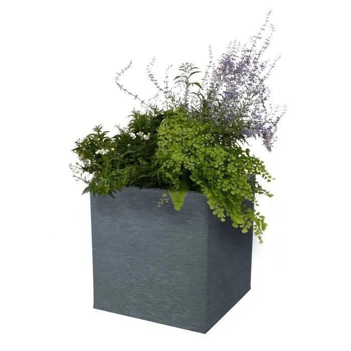 EDA Bac carré graphit 31 L, pot de fleurs 40 x 40 x 43 cm (H), gris anthracite, pour terrasse, jardin, patio