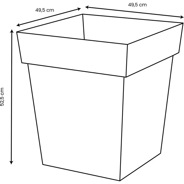 Eda - Pot de fleurs carré Toscane 50 cm, 87 L, 49.5 x 49.5 x 52.5 cm, gris anthracite - Traité anti-UV et ingélif - Fabriqué en France, garantie 7 ans