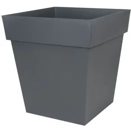 Eda - Pot de fleurs carré Toscane 50 cm, 87 L, 49.5 x 49.5 x 52.5 cm, gris anthracite - Traité anti-UV et ingélif - Fabriqué en France, garantie 7 ans