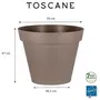 Eda Toscane Pot de fleurs rond robuste 76 L Ø 60 x H 47 cm en polypropylene résistant au gel et aux UV, couleur taupe