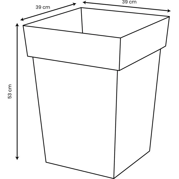 EDA Pot de fleurs Carré Toscane 40 cm - Gris Anthracite - 51 L - 39 x 39 x 53 cm - Traité anti-UV et ingélif