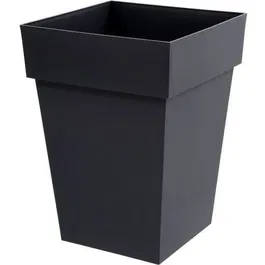EDA Pot de fleurs Carré Toscane 40 cm - Gris Anthracite - 51 L - 39 x 39 x 53 cm - Traité anti-UV et ingélif