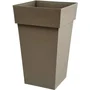 EDA Pot de fleurs Toscane Carré, Haut, 62 L, 39 x 39 x 65 cm, Traité Anti-UV, Résistant au Gel et aux Intempéries, Couleur Taupe, Garantie 7 Ans