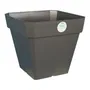 Riviera Pot de fleurs Soleilla carré en plastique 49x49x45 cm 65 L avec système de rétention d'eau, Gris pailleté - Intérieur et extérieur