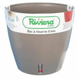 Riviera Pot de fleurs EVA NEW Taupe Rond avec réserve d'eau